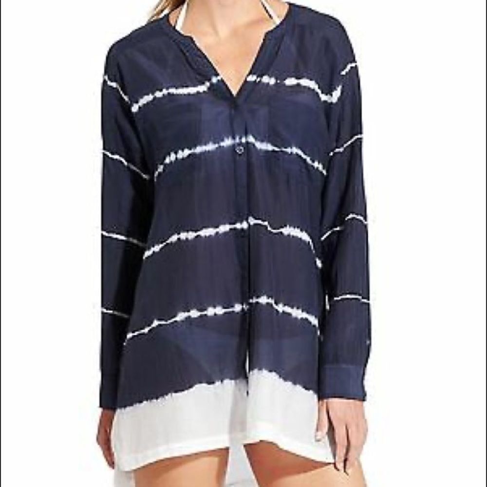 Athleta Tie Dye Stripe Kaftan Shirt Dress